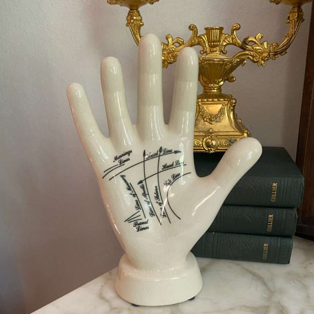 Vintage Palmistry Ceramic Hand Fortune Teller Palm Reader Academia Occult